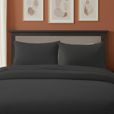 Microfibre Soft Touch Satin Stripe Housewife Pillowcase Pair Grey from B&Q