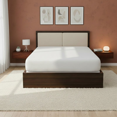 Satin Stripe Soft Touch Fitted Sheet 40Cm Extra Deep Skirt Bed Linen White from B&Q
