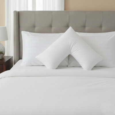 Microfibre Soft Touch V Shape Satin Stripe Pillowcase White from B&Q