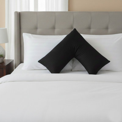 Microfibre Soft Touch V Shape Satin Stripe Pillowcase Black from B&Q