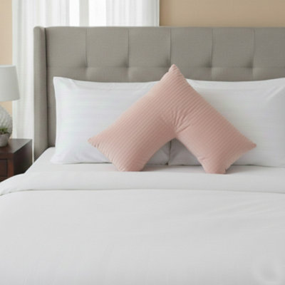 Microfibre Soft Touch V Shape Satin Stripe Pillowcase Pink from B&Q