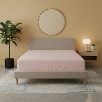Flannelette Fitted Sheet Soft Brushed Cotton Bedding Warmth Comfort Pink from B&Q
