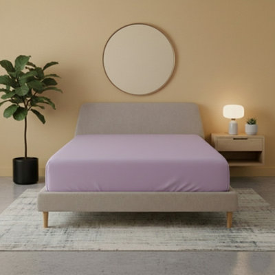 Flannelette Fitted Sheet Soft Brushed Cotton Bedding Warmth Comfort Lilac from B&Q