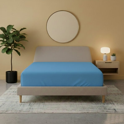 Flannelette Fitted Sheet Soft Brushed Cotton Bedding Warmth Comfort Blue from B&Q