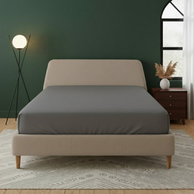 Flannelette Fitted Sheet Extra Deep 40Cm Skirt Soft Brushed Cotton Grey from B&Q