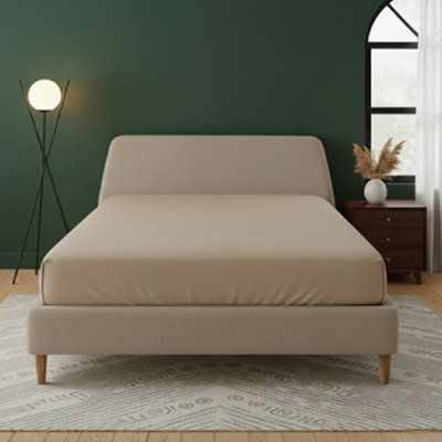 Flannelette Fitted Sheet Extra Deep 40Cm Skirt Soft Brushed Cotton Beige from B&Q