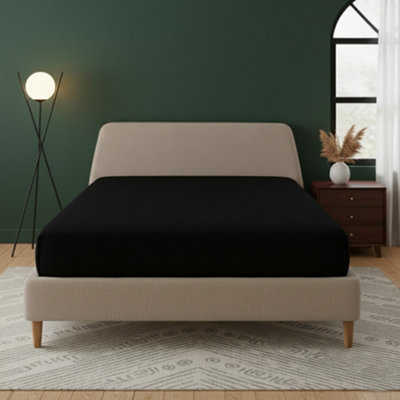 Flannelette Fitted Sheet Extra Deep 40Cm Skirt Soft Brushed Cotton Black from B&Q