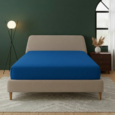 Flannelette Fitted Sheet Extra Deep 40Cm Skirt Soft Brushed Cotton Teal from B&Q