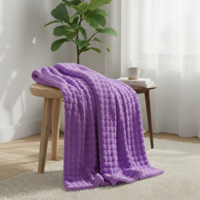 Rabbit Faux Fur Throw Blanket Ultra Soft Luxury Throw For Sofa And Bed Purple 150X200Cm from B&Q