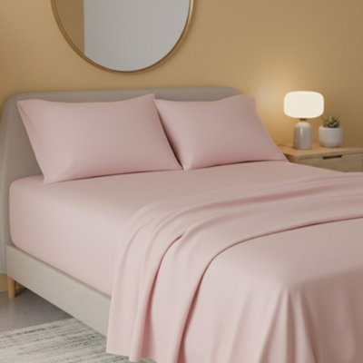 Flannelette Flat Sheet Soft Brushed Cotton Bedding For Warmth Comfort Pink from B&Q