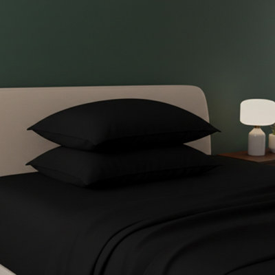  - Flannelette Pillowcases Soft Brushed Pillow Covers Warmth And Comfort Black