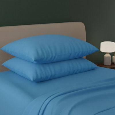  - Flannelette Pillowcases Soft Brushed Pillow Covers Warmth And Comfort Blue