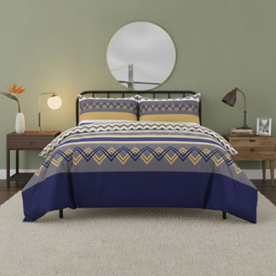 Zig Zag Complete Bedding Set Duvet Cover Set Pillowcase Fitted Sheet Multi from B&Q