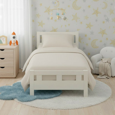 Flannelette Cotton Cot Bed Duvet Cover Set Brushed Warm Bedding Set Cream from B&Q