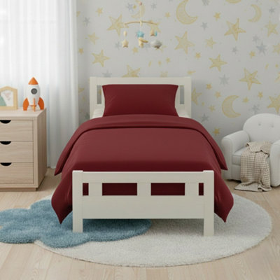 Flannelette Cotton Cot Bed Duvet Cover Set Brushed Warm Bedding Set Red from B&Q