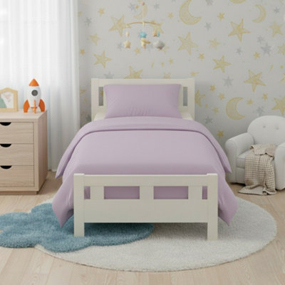 Flannelette Cotton Cot Bed Duvet Cover Set Brushed Warm Bedding Set Lilac from B&Q