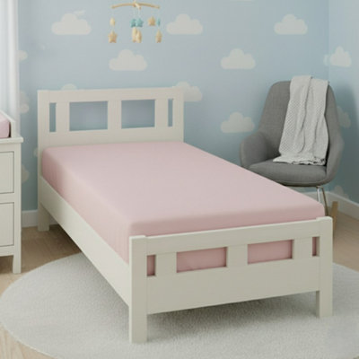 Flannelette Cot Bed Fitted Sheet Soft Brushed Cotton Bedding Comfort Pink from B&Q