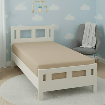 Flannelette Cot Bed Fitted Sheet Soft Brushed Cotton Bedding Comfort Beige from B&Q