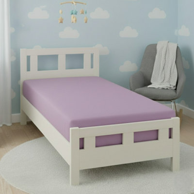 Flannelette Cot Bed Fitted Sheet Soft Brushed Cotton Bedding Comfort Lilac from B&Q