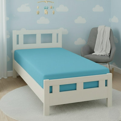 Flannelette Cot Bed Fitted Sheet Soft Brushed Cotton Bedding Comfort Blue from B&Q