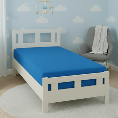 Flannelette Cot Bed Fitted Sheet Soft Brushed Cotton Bedding Comfort Teal from B&Q
