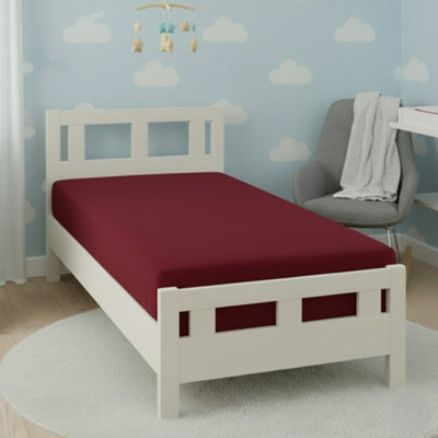 Flannelette Cot Bed Fitted Sheet Soft Brushed Cotton Bedding Comfort Red from B&Q