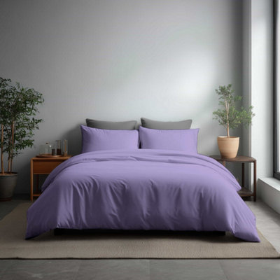 Microfibre Soft Touch Duvet Cover And Pillowcase/s Set Bed Linen Lilac from B&Q