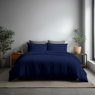 Microfibre Soft Touch Duvet Cover And Pillowcase/s Set Bed Linen Navy from B&Q