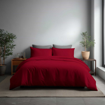 Microfibre Soft Touch Duvet Cover And Pillowcase/s Set Bed Linen Red from B&Q