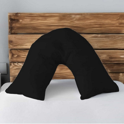 Microfibre Soft Touch V Shape Plain Dyed Pillowcase Black from B&Q