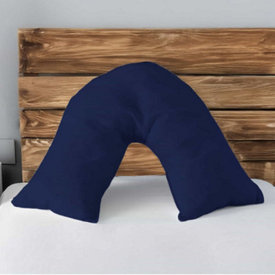 Microfibre Soft Touch V Shape Plain Dyed Pillowcase Navy from B&Q
