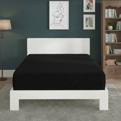 Polycotton Fitted Sheet Extra Deep 40Cm Skirt Easy Care Black from B&Q