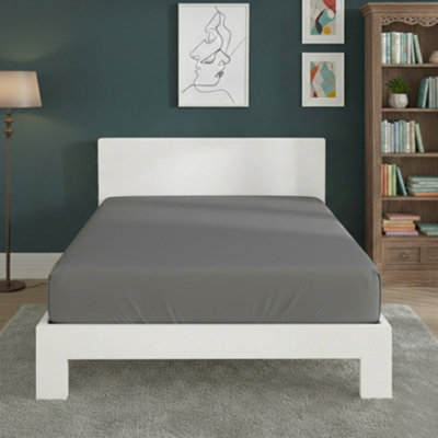 Polycotton Fitted Sheet Extra Deep 40Cm Skirt Easy Care Grey from B&Q