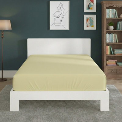 Polycotton Fitted Sheet Extra Deep 40Cm Skirt Easy Care Lemon from B&Q