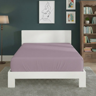 Polycotton Fitted Sheet Extra Deep 40Cm Skirt Easy Care Lilac from B&Q