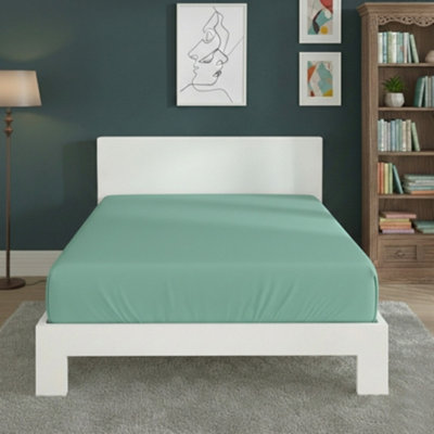 Polycotton Fitted Sheet Extra Deep 40Cm Skirt Easy Care Mint from B&Q