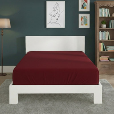 Polycotton Fitted Sheet Extra Deep 40Cm Skirt Easy Care Red from B&Q