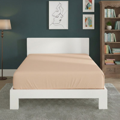 Polycotton Fitted Sheet Extra Deep 40Cm Skirt Easy Care Peach from B&Q