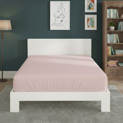 Polycotton Fitted Sheet Extra Deep 40Cm Skirt Easy Care Pink from B&Q