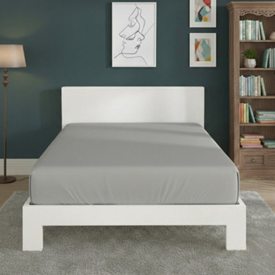 Polycotton Fitted Sheet Extra Deep 40Cm Skirt Easy Care Silver from B&Q