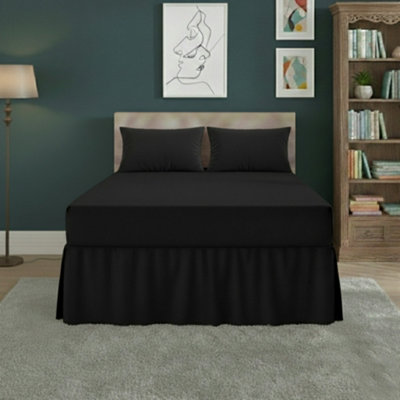 Fitted Valance Bed Sheet Polycotton Mattress Cover And Frill Easy Care Black from B&Q