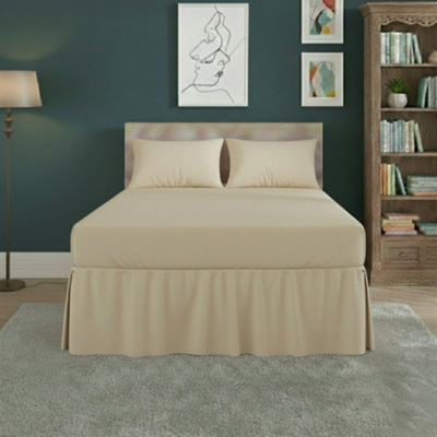 Fitted Valance Bed Sheet Polycotton Mattress Cover And Frill Easy Care Cream from B&Q