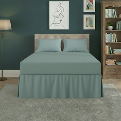 Fitted Valance Bed Sheet Polycotton Mattress Cover And Frill Easy Care Duck Egg Blue from B&Q