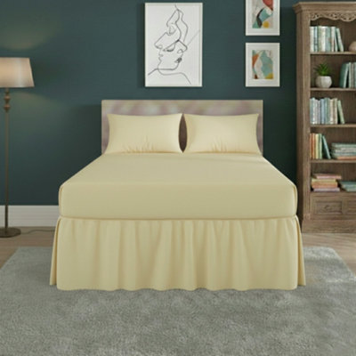 Fitted Valance Bed Sheet Polycotton Mattress Cover And Frill Easy Care Lemon from B&Q