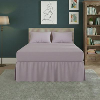 Fitted Valance Bed Sheet Polycotton Mattress Cover And Frill Easy Care Lilac from B&Q