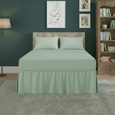 Fitted Valance Bed Sheet Polycotton Mattress Cover And Frill Easy Care Mint from B&Q