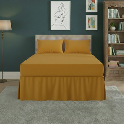 Fitted Valance Bed Sheet Polycotton Mattress Cover And Frill Easy Care Mustard from B&Q