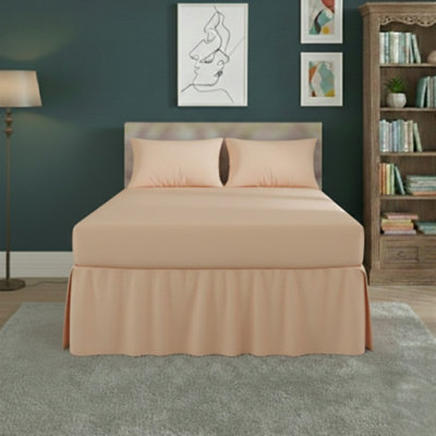 Fitted Valance Bed Sheet Polycotton Mattress Cover And Frill Easy Care Peach from B&Q