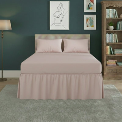 Fitted Valance Bed Sheet Polycotton Mattress Cover And Frill Easy Care Pink from B&Q