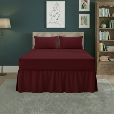 Fitted Valance Bed Sheet Polycotton Mattress Cover And Frill Easy Care Wine from B&Q